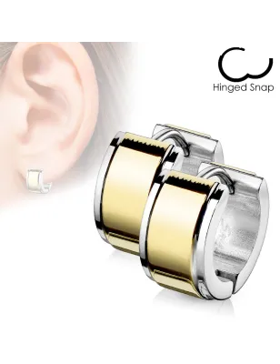 Paire Boucles d'oreille Anneaux Centre Plaqué Or