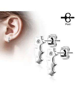 Paire boucles d'oreilles clous triple étoile argenté