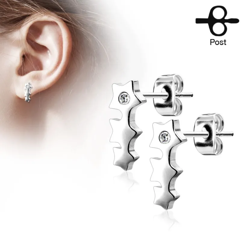 Paire boucles d'oreilles clous triple étoile argenté
