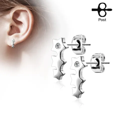 Paire boucles d'oreilles clous triple étoile argenté