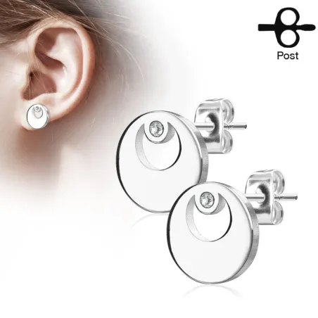 Paire boucles d'oreilles clous cercle argenté