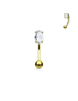 Piercing arcade plaqué or zircon ovale blanc