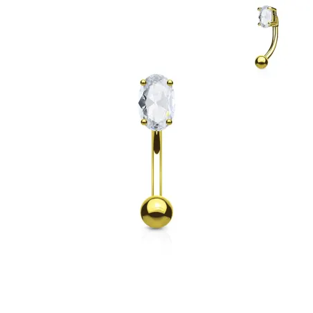 Piercing arcade plaqué or zircon ovale blanc