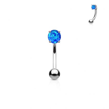 Piercing arcade acier chirurgical opale bleue