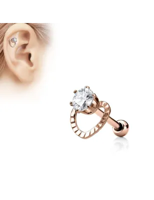Piercing Oreille Helix Coeur Gemme Or Rose