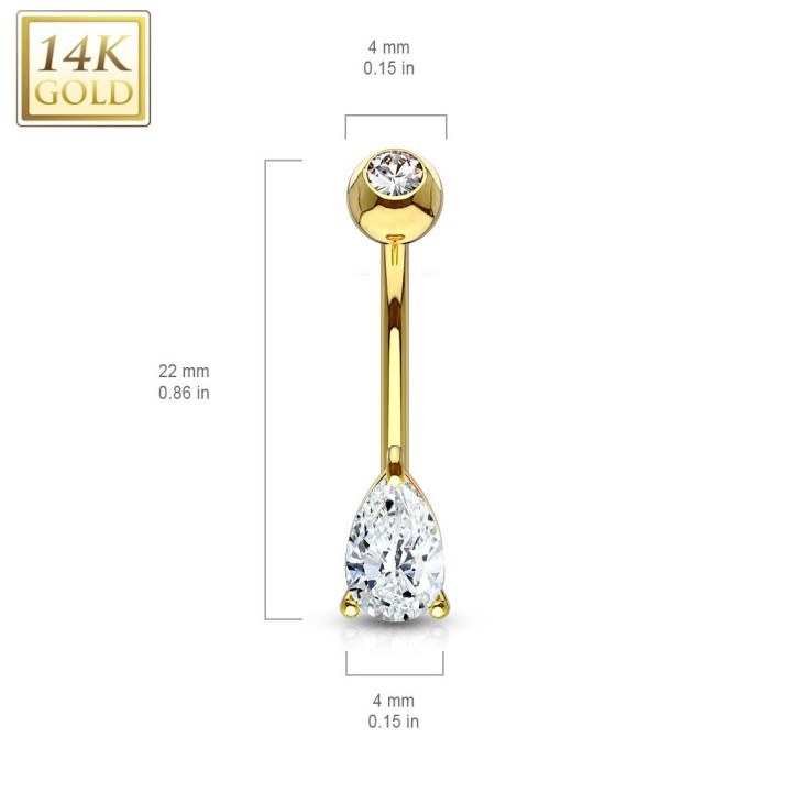 Piercing nombril Or 14 carats gemme larme