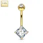 Piercing nombril Or 14 carats gemme carré Piercing nombril Or 14 carats gemme carré