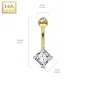 Piercing nombril Or 14 carats gemme carré Piercing nombril Or 14 carats gemme carré
