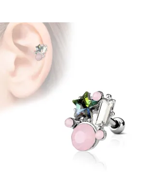 Piercing cartilage hélix cristaux étoile opale