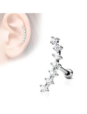 Piercing cartilage hélix courbé 7 strass