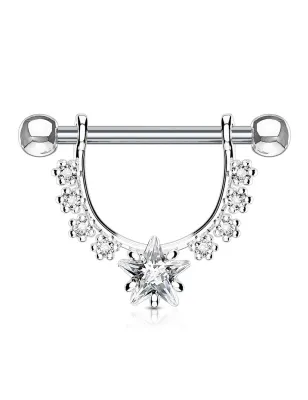 Piercing téton pendentif gemmes étoile blanche