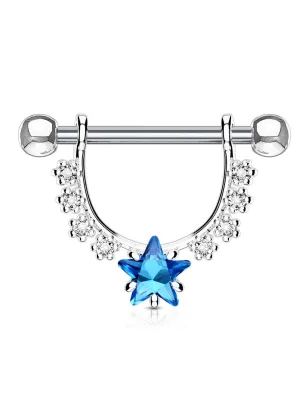 Piercing téton pendentif gemmes étoile turquoise