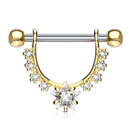 Piercing téton pendentif gemmes étoile plaqué or