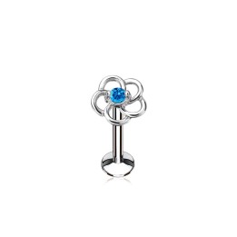 Piercing labret lèvre fleur gemme turquoise