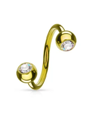 Piercing Spirale Plaqué Or Strass