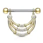 Piercing téton pendentif gemmes trois lignes plaqué or Piercing téton pendentif gemmes trois lignes plaqué or