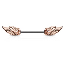 Piercing téton ailes d'ange or rose