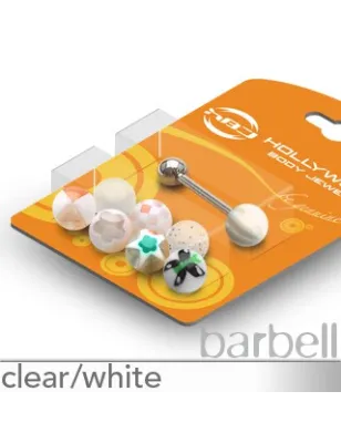 Pack Piercing Langue Boules Acrylique Blanc - Bijou Piercing Langue