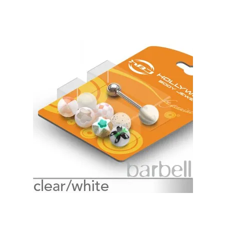 Pack Piercing Langue Boules Acrylique Blanc - Bijou Piercing Langue