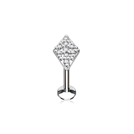 Piercing labret lèvre losange pavé
