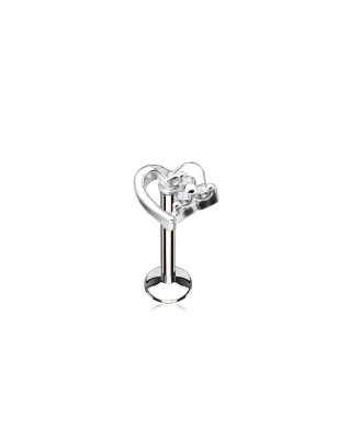 Piercing labret lèvre coeur strass