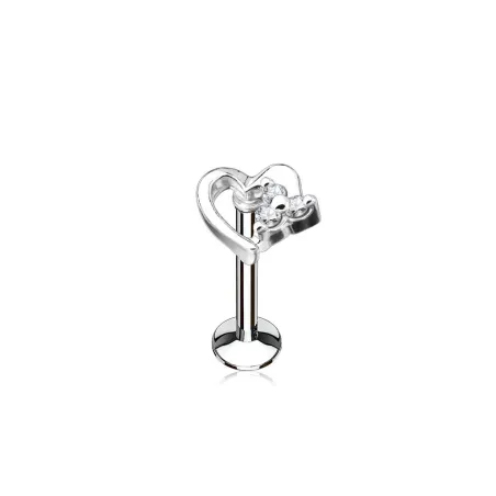 Piercing labret lèvre coeur strass