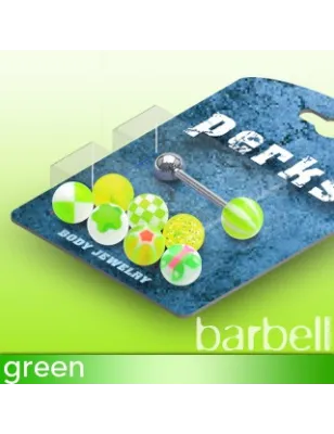 Pack Piercing Langue Boules Acrylique Vert - Bijou Piercing Langue