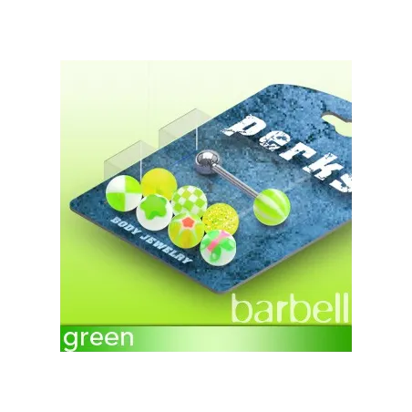 Pack Piercing Langue Boules Acrylique Vert - Bijou Piercing Langue