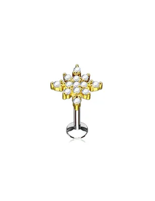 Piercing labret lèvre étoile éclatante dorée