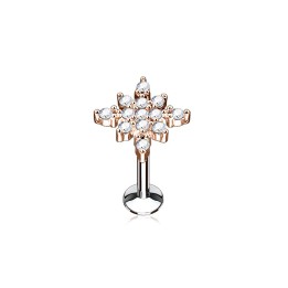 Piercing labret lèvre étoile éclatante or rose