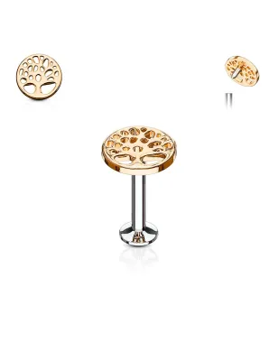 Piercing labret lèvre arbre de vie or rose