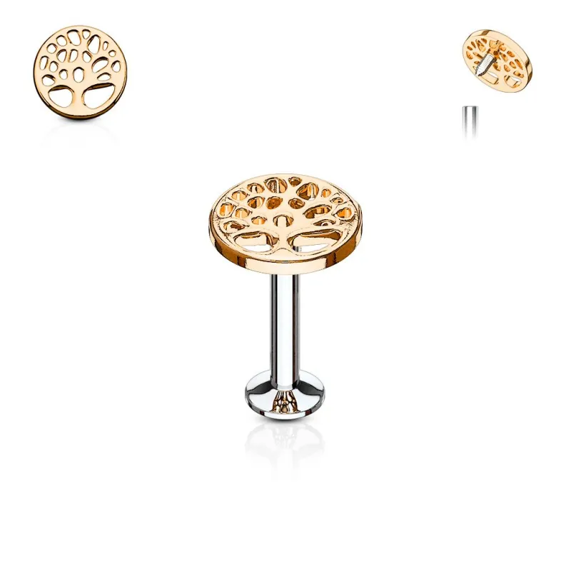 Piercing labret lèvre arbre de vie or rose