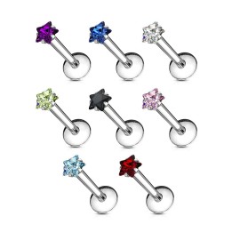 Piercing Labret acier avec Gemme en étoile serti par griffes