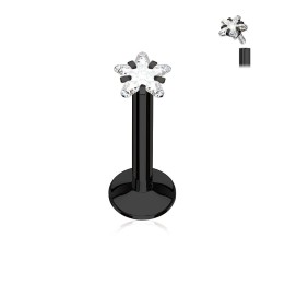 Piercing Labret Gemme en étoile Noir
