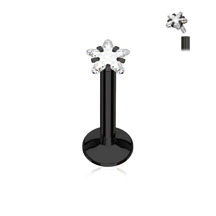 Piercing Labret Gemme en étoile Noir