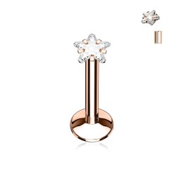 Piercing Labret Gemme en étoile Or Rose