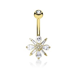 Piercing nombril plaqué or cluster gemmes