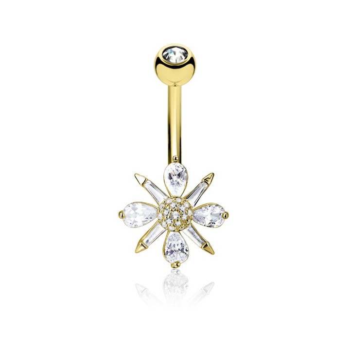 Piercing nombril plaqué or cluster gemmes