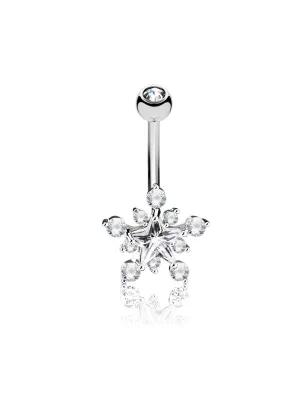 Piercing nombril cluster pierre étoile blanche