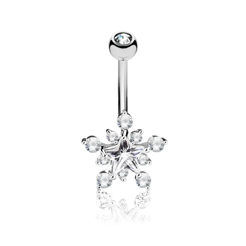 Piercing nombril cluster pierre étoile blanche