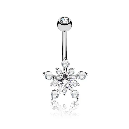 Piercing nombril cluster pierre étoile blanche