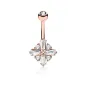 Piercing nombril plaqué or rose losange croix