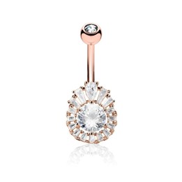 Piercing nombril plaqué or rose cluster gemme rond