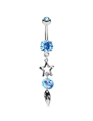 Piercing nombril pendentif étoile feuille turquoise