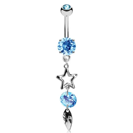 Piercing nombril pendentif étoile feuille turquoise