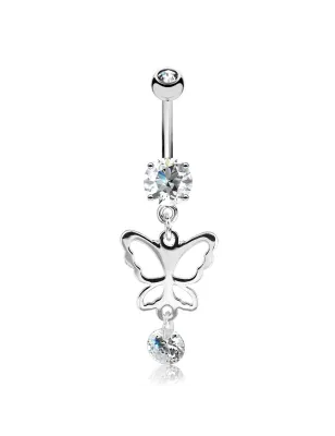 Piercing nombril pendentif papillon silhouette