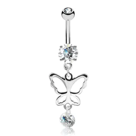 Piercing nombril pendentif papillon silhouette