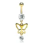 Piercing nombril plaqué or pendentif papillon silhouette