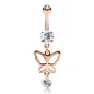 Piercing nombril plaqué or rose pendentif papillon silhouette