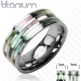 Bague Titane Solide Nacre Abalone - Bague homme et femme en titane